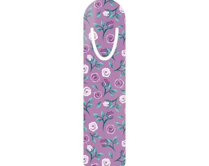 Purple Rose Pattern Bookmark | Floral Metal Bookmark