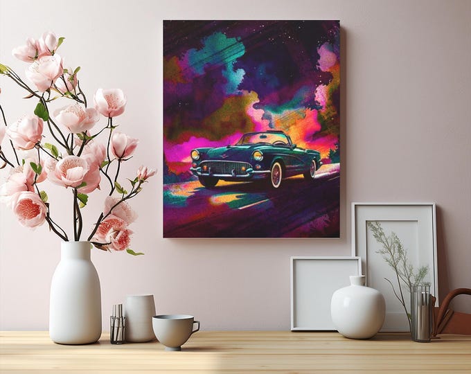 Vintage Car Canvas Wall Art: Retro Automotive Decor (16x20 Canvas Only)