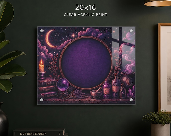 PERSONALIZE Mystic Moon Mirror Acrylic Print | Charming Halloween Wall Decor