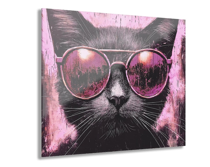 Purrr-fect Pose Acrylic Print | Unique Feline Home Accent w/ French Cleat Hanging