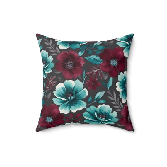 Floral Burnt Tourmaline Spun Polyester Pillow: Elegant Accent Cushion