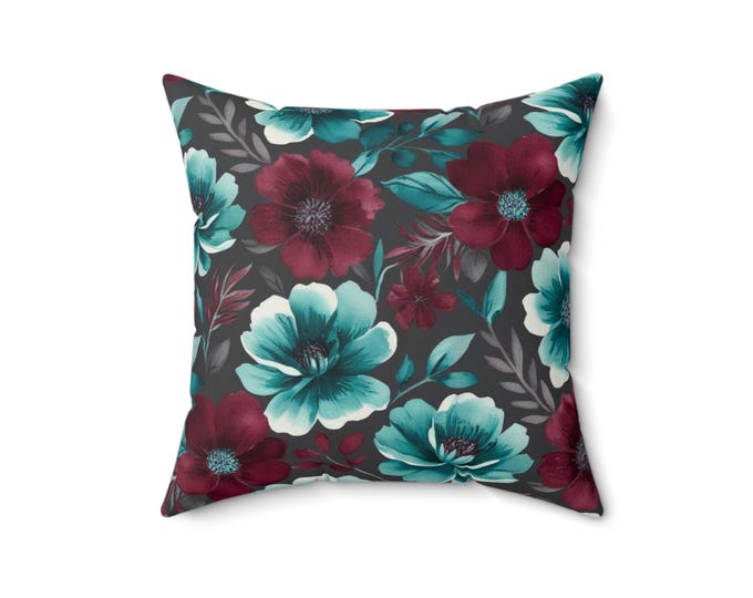 Floral Burnt Tourmaline Spun Polyester Pillow: Elegant Accent Cushion