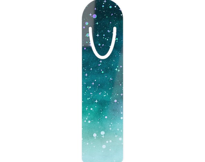 Teal Galaxy Stars Bookmark | Magnetic Stainless Steel Bookmark