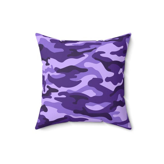 Purple Camo Pillow: Spun Polyester Decorative Cushion (16x16)