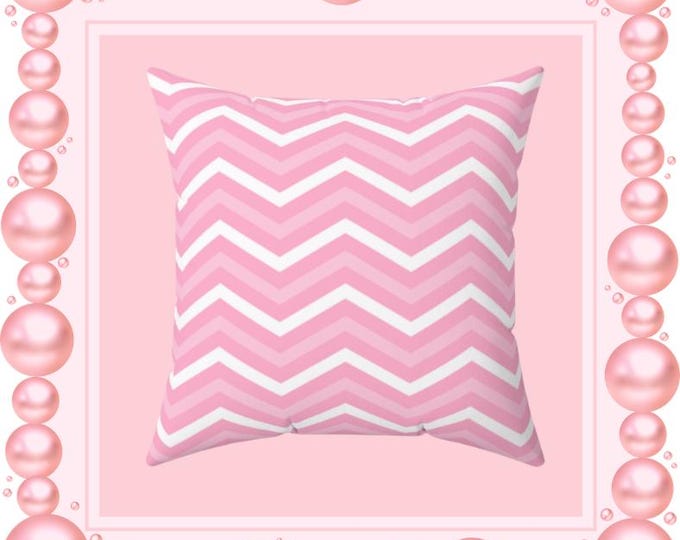 Pink Chevron Pillow | Blush Zigzag Nursery Throw (16x16)