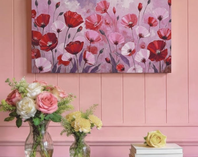 Royal Suede Floral Matte Canvas Wall Artwork, Elegant Home Decor