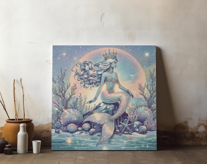 The Ice Mermaid Ocean-Inspired Wall Decor, Nautical Fantasy Wall Artwork