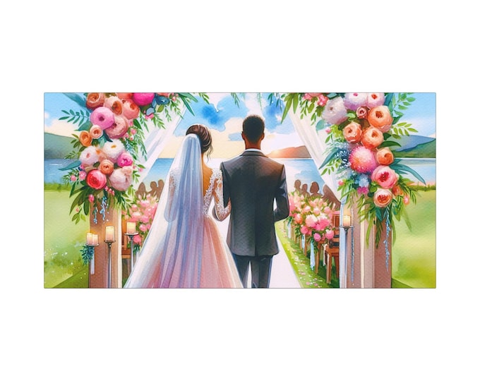 Custom Wedding Canvas Art, Couple Portrait, Anniversary Gift (30x15 Canvas Only)