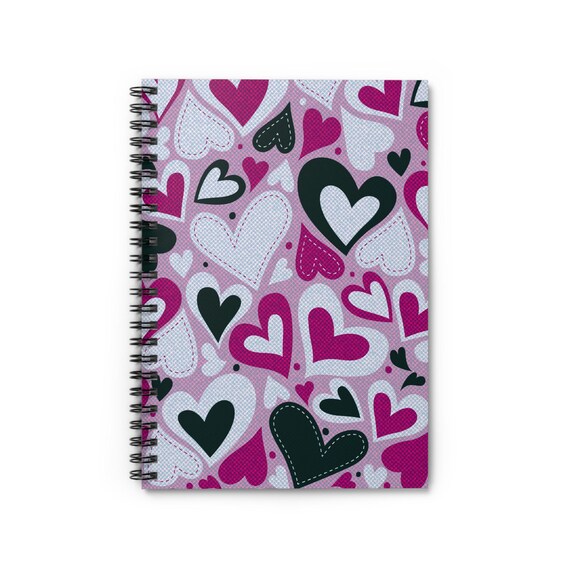Paper Hearts Spiral Bound Notebook - Cute Pink Journal, Back to School, Paper Hearts Planner, Stylish Stationery, Back to School Accessories
