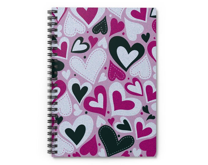 Paper Hearts Spiral Bound Notebook - Cute Pink Journal, Back to School, Paper Hearts Planner, Stylish Stationery, Back to School Accessories