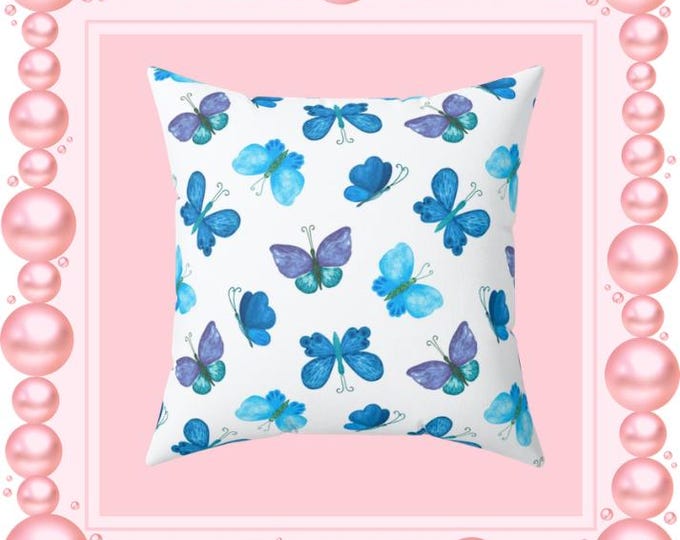 Egyptian Butterflies Throw Pillow: Spun Polyester Couch Pillow