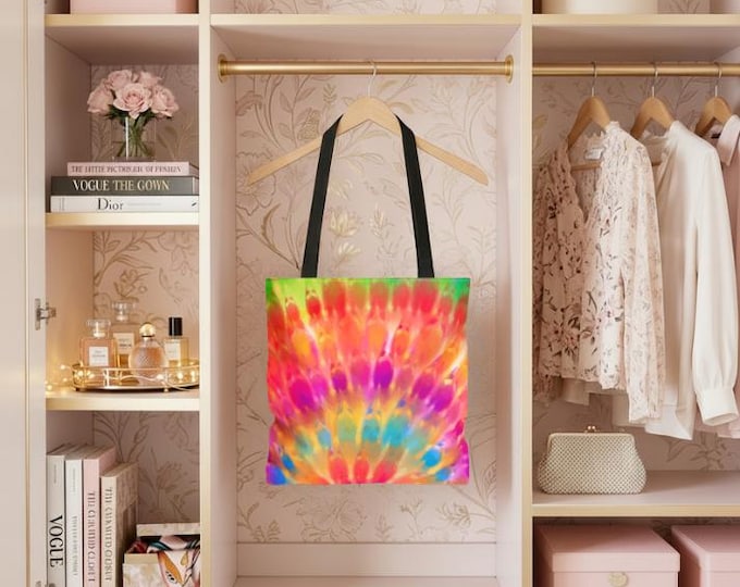 Rainbow Tie Dye Tote Bag | Colorful Spiral Canvas Tote