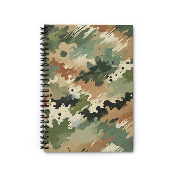 Camouflage Spiral Notebook: Ruled Pages, Camo Design - 6x8 in