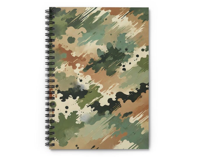 Camouflage Spiral Notebook: Ruled Pages, Camo Design - 6x8 in