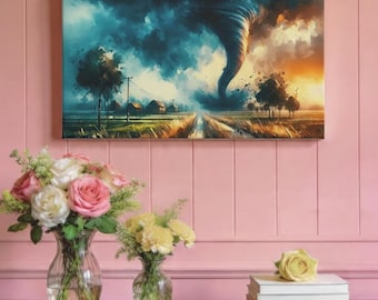 Tornado Canvas Wall Art: Natural Disaster Home Decor (30x15)