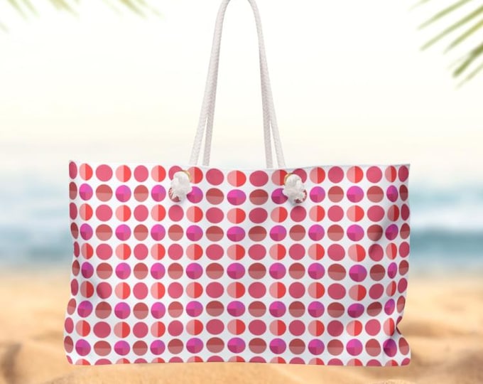 Coral Blush Weekender Bag | Coral Pink Polka Dot Travel Tote