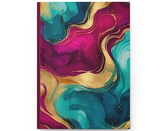 Marbled Hardcover Journal: Artistic Notebook with Ruled Lines