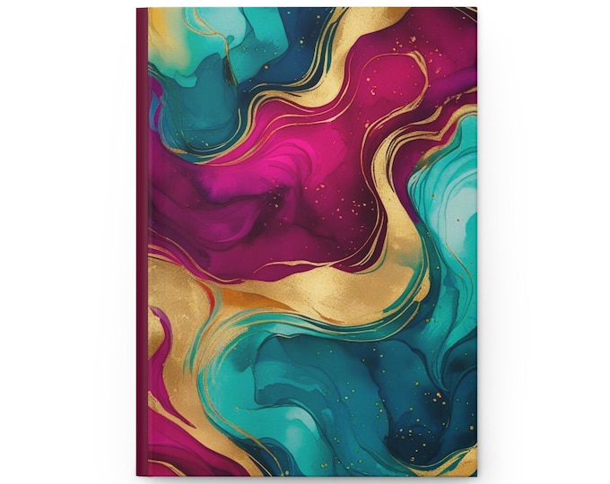Marbled Hardcover Journal: Artistic Notebook with Ruled Lines