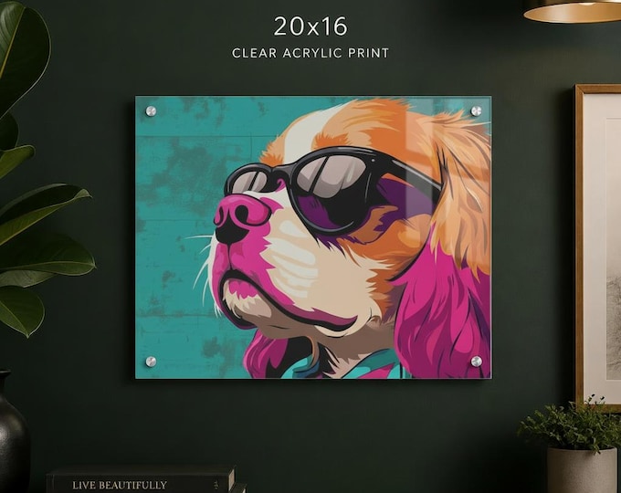 Pop Art Dog Acrylic Print | Sunglasses, Modern Wall Decor
