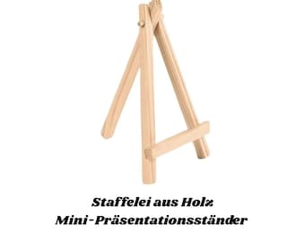Staffelei aus Holz | Mini-Präsentationsständer | klein, faltbar. Für 10 x 10 cm Fliesen mit Spruch