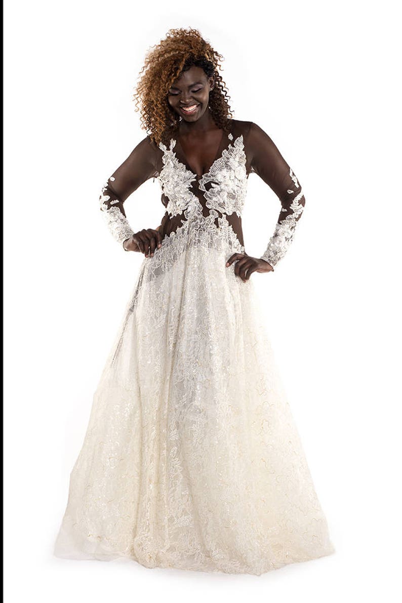 illusion wedding dress dark skin