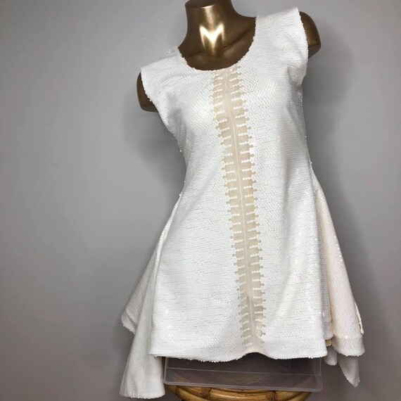 white sequin swing dress