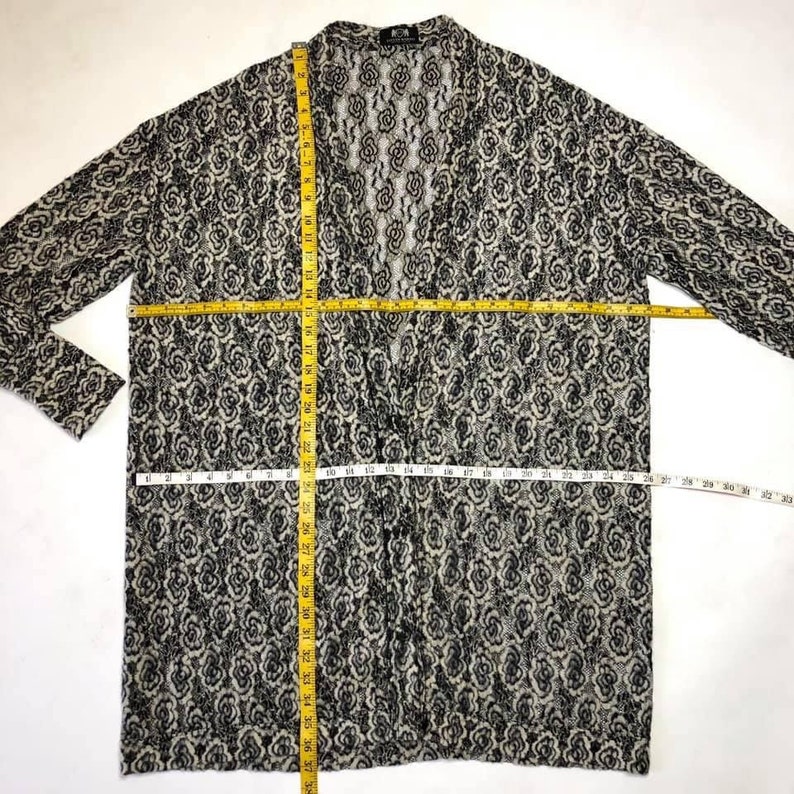 MONTREAL Cardigan Gray Rose Felted lace Oversized Long