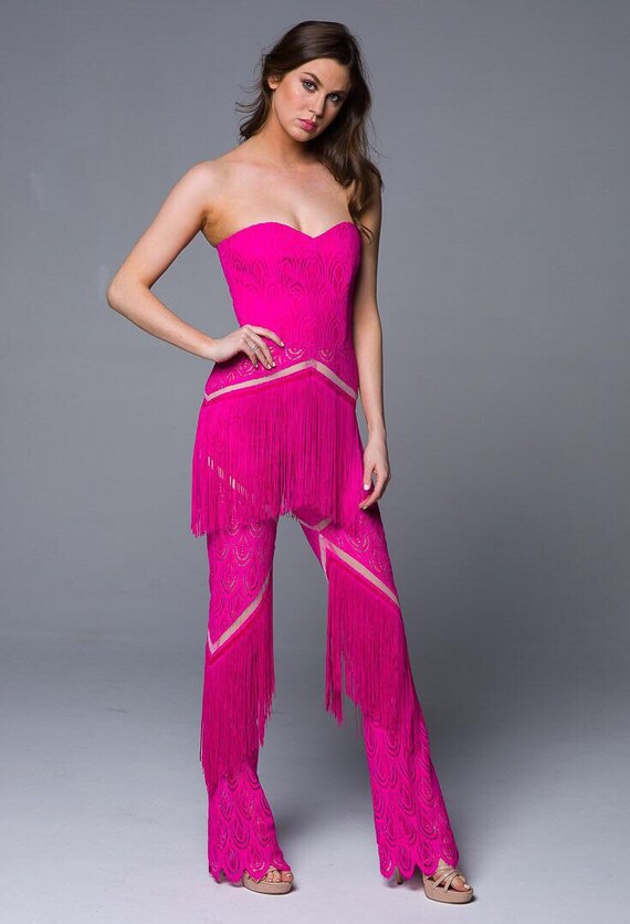 lace fringe jumpsuit