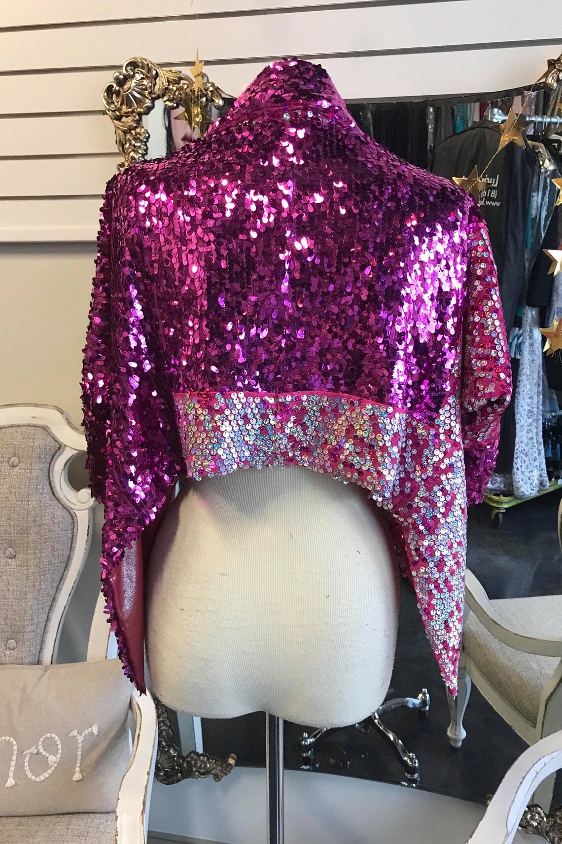 MAX Hot Pink Sequin Jacket Oversized Sparkle Bomber Coat Etsy