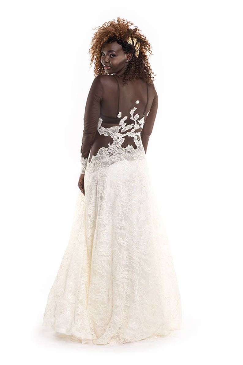 illusion wedding dress dark skin