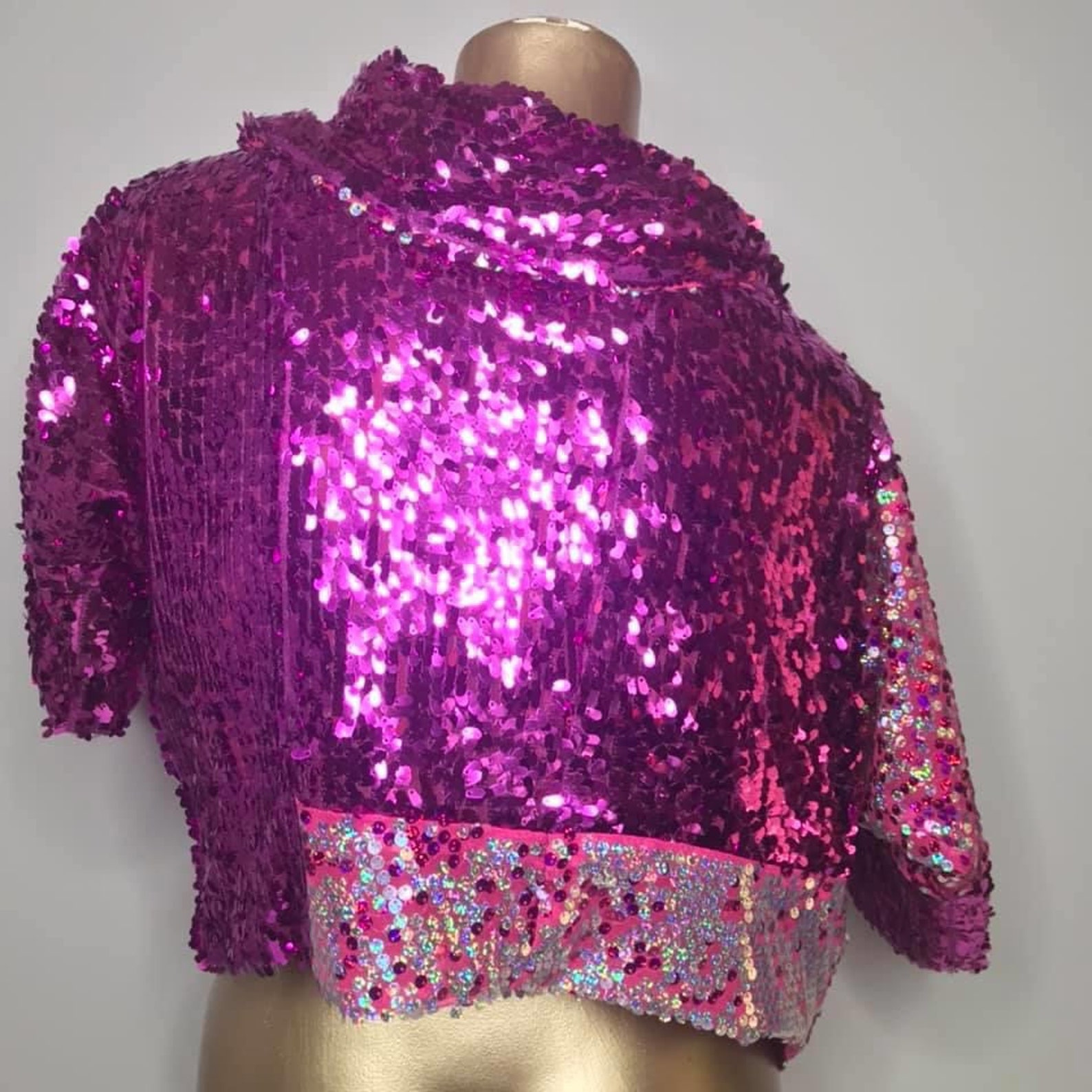 MAX Hot Pink Sequin Jacket Oversized Sparkle Bomber Coat | Etsy
