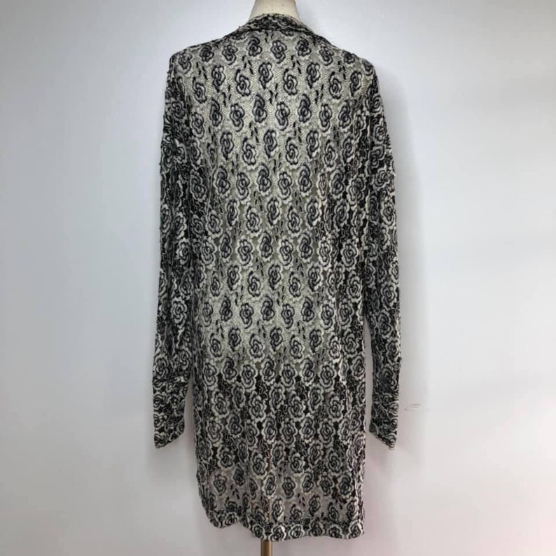 MONTREAL Cardigan Gray Rose Felted lace Oversized Long