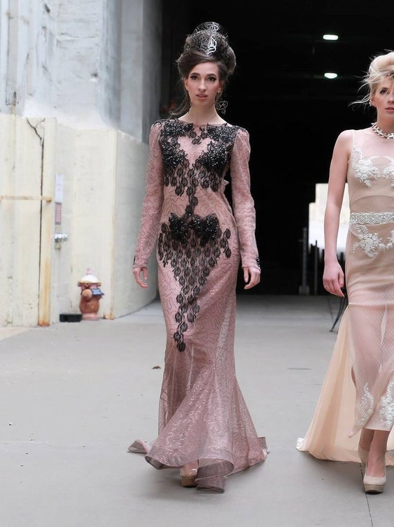 eleanor lace floral dress in pink