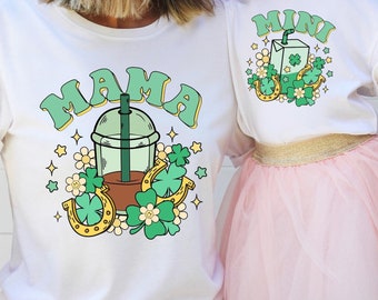 Mini camiseta a juego Lucky Mama, mini camiseta St Patricks Mama, sudadera St Paddys Mommy And Me, regalo familiar de San Patricio, camiseta Lucky Shamrock