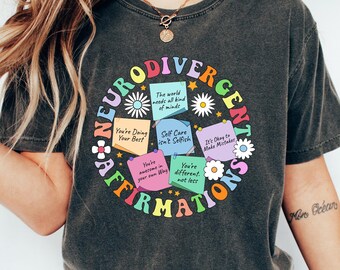 T-shirt neurodivergente affirmaties, retro comfort shirt autisme, sweatshirt neurodiversiteit, cadeau geestelijke gezondheid, inclusiekwestie T-shirt