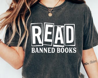 Retro Komfort-Buch-T-Shirt, lesen verbotene Bücher Shirt, Bibliothekarin Dame Sweatshirt, Bücherwurm Frauen Geschenk, verbotene Bücher Woche Shirt, Bücherwurm T-Shirt