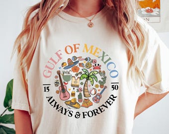 Camiseta del Golfo de México, Camiseta del Golfo de México Est. 1550, Camiseta sutil anti-Trump, Camiseta de la Costa del Golfo, Camiseta de cuello redondo de playa mexicana, Regalo liberal