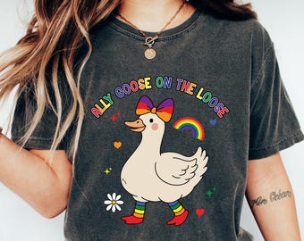 T-shirt ample Ally Goose, chemise Pride Ally, sweat-shirt LGBTQ drôle, cadeau pour les droits des homosexuels, t-shirt du mois de la fierté, ras du cou droits de l'homme