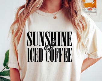 Camiseta de verano retro cómoda, camiseta de café helado y sol, camiseta de viaje de verano, regalo para vacaciones en la playa, camiseta de vacaciones, camiseta de sol