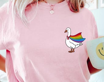 Camiseta Rainbow Goose, camiseta de apoyo LGBTQ, sudadera del Mes del Orgullo, camiseta de derechos gais, regalo transgénero, camiseta de derechos humanos, atuendo de aliado LGBTQ+