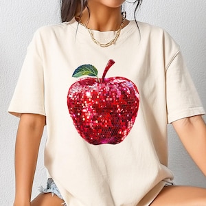 Disco Teacher Shirt, Retro Teacher Shirt, Disco Apple Shirt, Trendy Women T-shirt