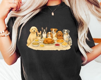 Chemise pour chien pour le dîner de Thanksgiving, sweat-shirt familial pour Thanksgiving, t-shirt pour chien de Thanksgiving, cadeau automne pour amoureux des chiens, t-shirt pour maman reconnaissante