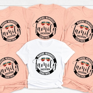 Magliette &quot;Vacanza in famiglia 2025&quot;, maglietta personalizzata per la gita in spiaggia in famiglia, outfit da viaggio per ragazze, maglietta per le vacanze estive, maglietta &quot;Creare ricordi insieme&quot;