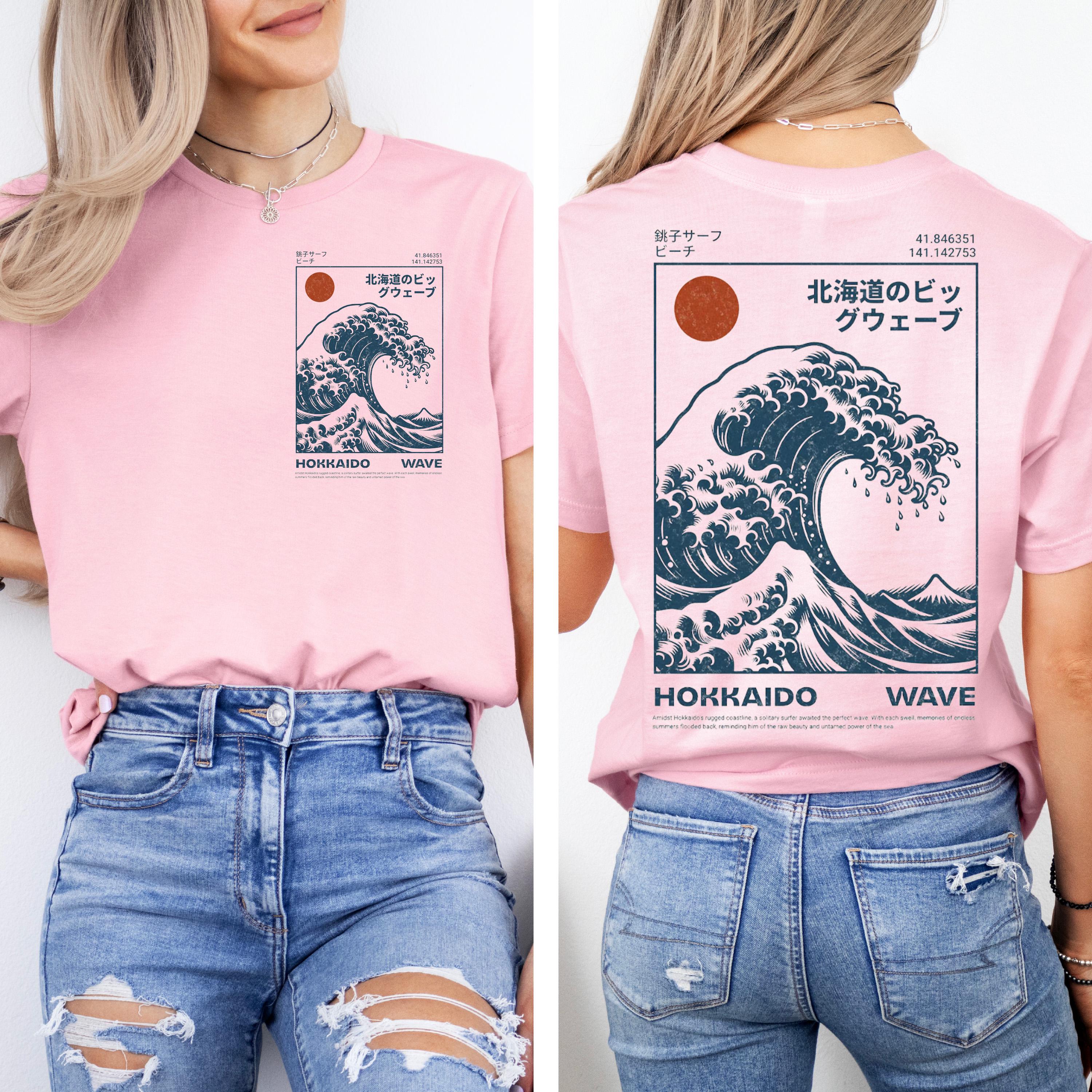 Hokkaido Wave Shirt, Retro Japanese Surf Graphic Tee, Summer T