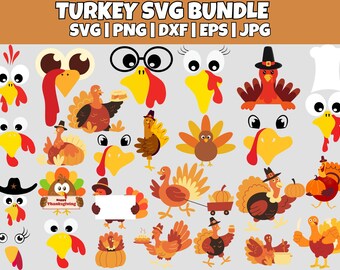Turkey Face Svg, turkey face bundle, Turkey face clipart, Turkey cut files, cute turkey svg, Thanksgiving Svg