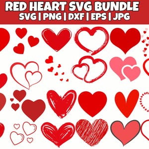 Red Heart SVG, Valentine&#39;s day svg, Red Hearts bundle, Love Svg, Heart svg, Instant Download , Lover Svg Bundle, Red Heart Png Bundle.