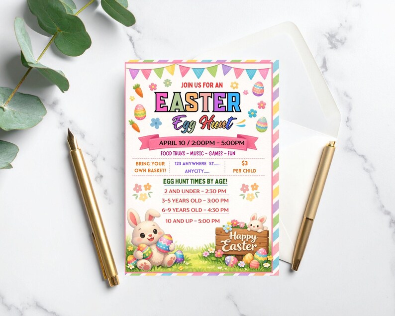 Editable Easter Egg Hunt Flyer Template, Printable Canva Invitation (8. ...