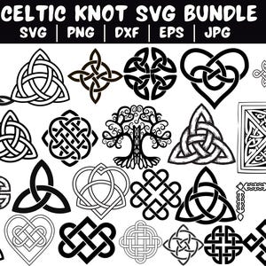 Pacchetto SVG con nodi celtici, pacchetto PNG con nodi celtici, clipart celtici, file di taglio SVG con nodi celtici per Cricut, pacchetto nodi, trifogli e croci, SVG con nodi celtici