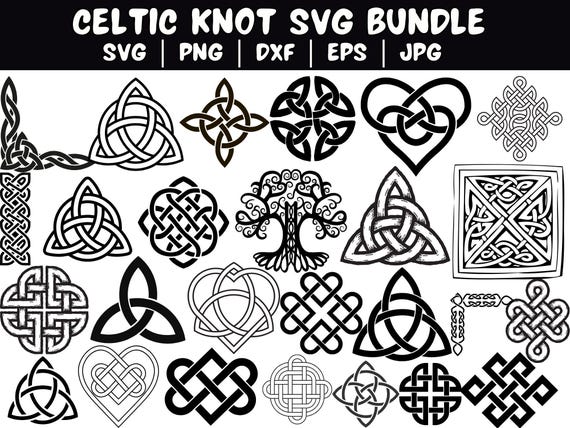 Celtic Knot SVG Bundle, Celtic PNG Bundle, Celtic Clipart, Celtic SVG Cut Files for Cricut, Knots Clovers Crosses Bundle, Celtic Knot Svg