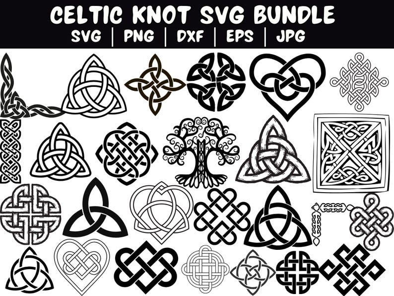 Celtic Knot SVG Bundle, Celtic PNG Bundle, Celtic Clipart, Celtic SVG Cut Files for Cricut, Knots Clovers Crosses Bundle, Celtic Knot Svg image 1